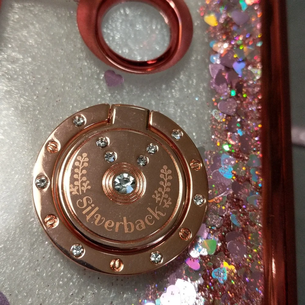 Google Pixel 5 5g Rose Gold Clear Cover Strap Moving Holographic Sparkle…